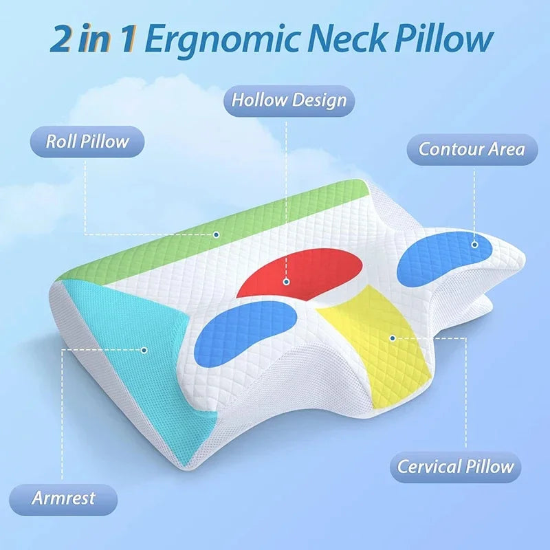 New 2 in 1 Ergonomic Memory Foam Pillow